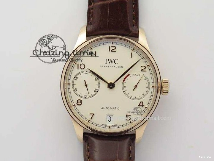 MIROTIME 0107 Thermal Portuguese Real PR Real Annual Calendar IW503501 RG ZF 1:1 Best Edition White Dial on Black Leather Strap A 7150